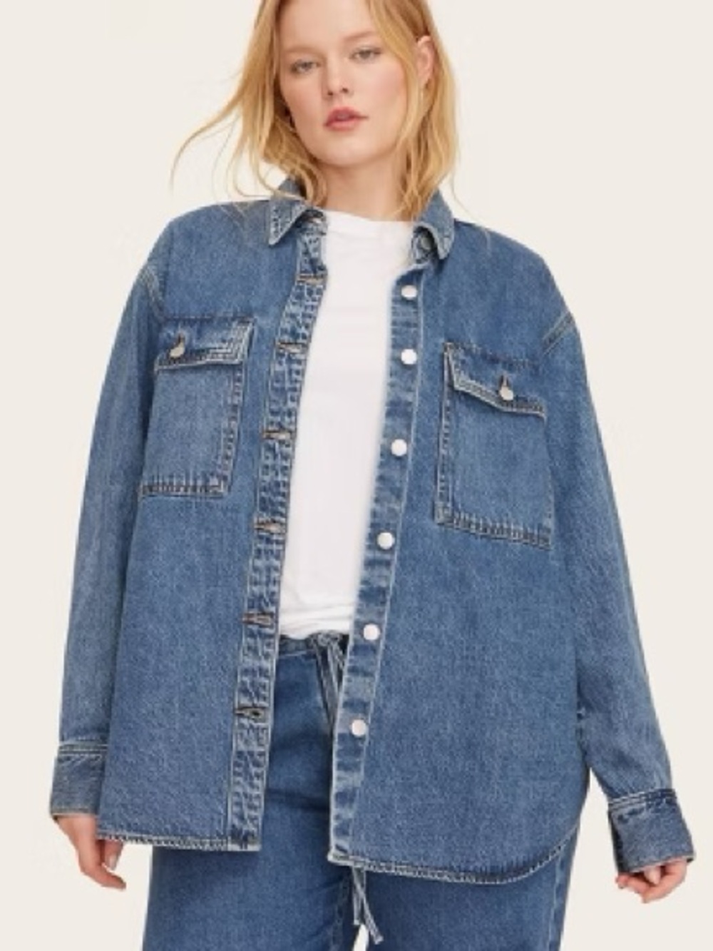 NWT Parke x Target Women's Long Sleeve Denim Shacket - Medium Wash Size XL - Picture 2 of 7